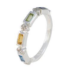 Multi Stone quarter Turkish Silver multicolor Gemstones Dainty Trendy Band Jewellery