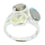 Multi Stone Trilogy Indian 92.5 Silver multicolor Gems Mid weight Cocktail Ring Jewelry
