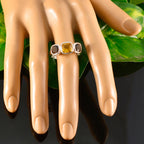 Multi Stone Trilogy Russian 925 Sterling Silver multicolor Gemstone Slim Fairytale Ring Jewellery