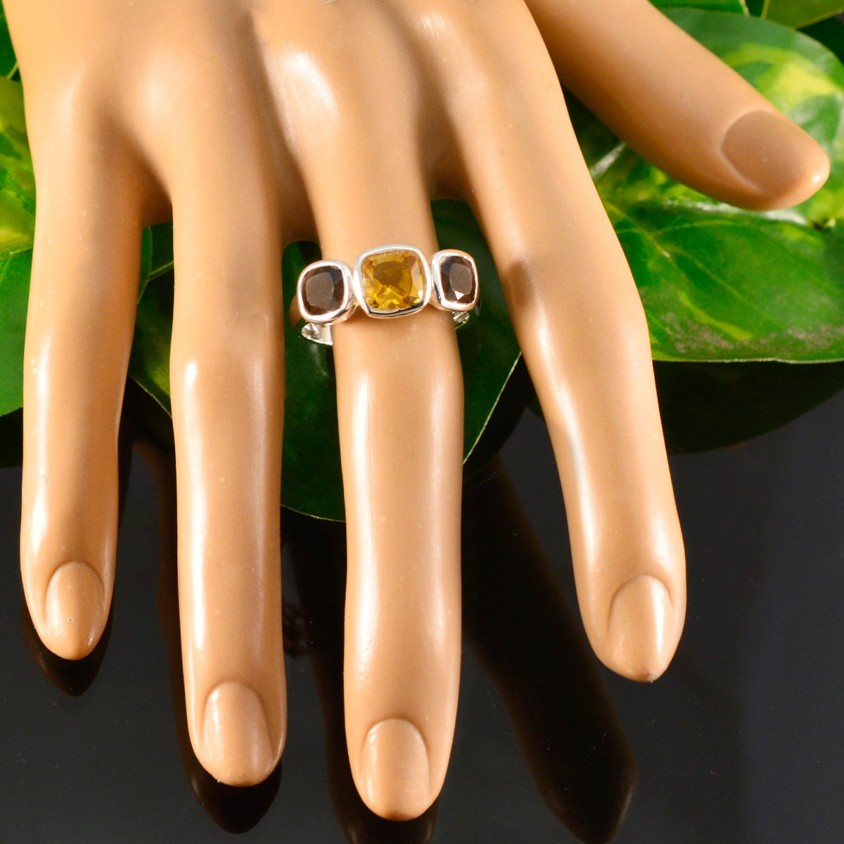 Multi Stone Trilogy Russian 925 Sterling Silver multicolor Gemstone Slim Fairytale Ring Jewellery