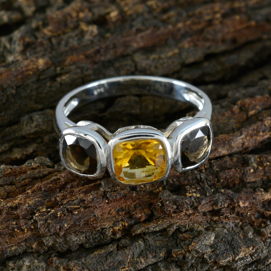 Multi Stone Trilogy Russian 925 Sterling Silver multicolor Gemstone Slim Fairytale Ring Jewellery