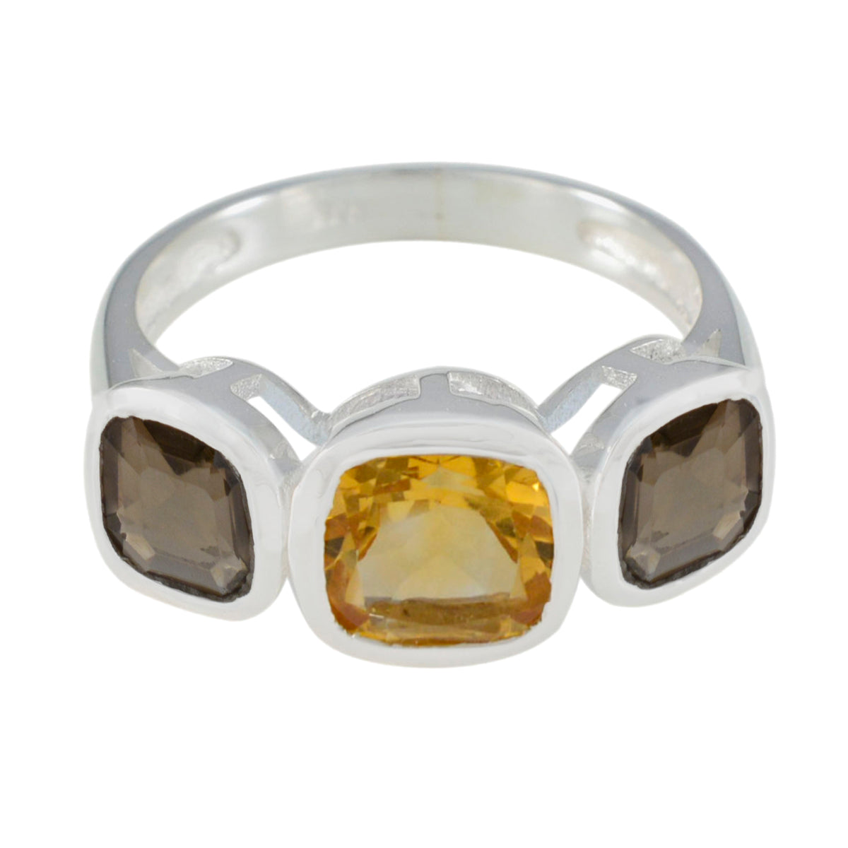 Multi Stone Trilogy Russian 925 Sterling Silver multicolor Gemstone Slim Fairytale Ring Jewellery Huvudsaklig produktbild