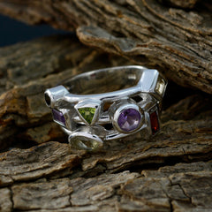 Multi Stone multiple German 92.5 Silver multicolor Gemstones Versatile Cocktail Ring Jewelry