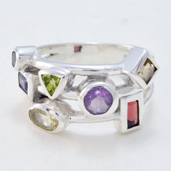 Multi Stone multiple German 92.5 Silver multicolor Gemstones Versatile Cocktail Ring Jewelry