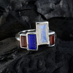 Multi Stone quarter Russian 92.5 Silver multicolor Gemstone Featherlight Cocktail Ring Jewellery