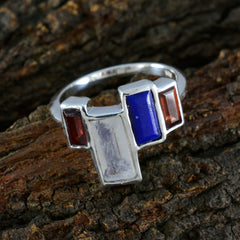 Multi Stone quarter Russian 92.5 Silver multicolor Gemstone Featherlight Cocktail Ring Jewellery