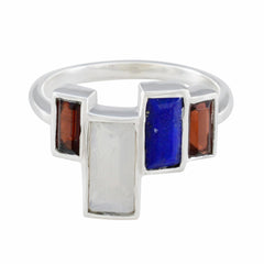 Multi Stone quarter Russian 92.5 Silver multicolor Gemstone Featherlight Cocktail Ring Jewellery