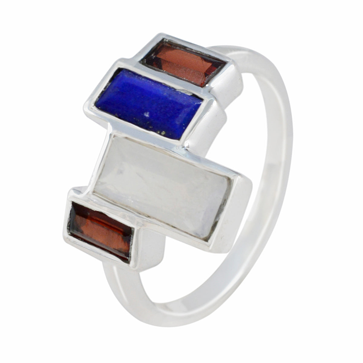 Multi Stone quarter Russian 92.5 Silver multicolor Gemstone Featherlight Cocktail Ring Jewellery
