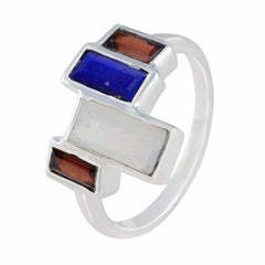 Multi Stone quarter Russian 92.5 Silver multicolor Gemstone Featherlight Cocktail Ring Jewellery