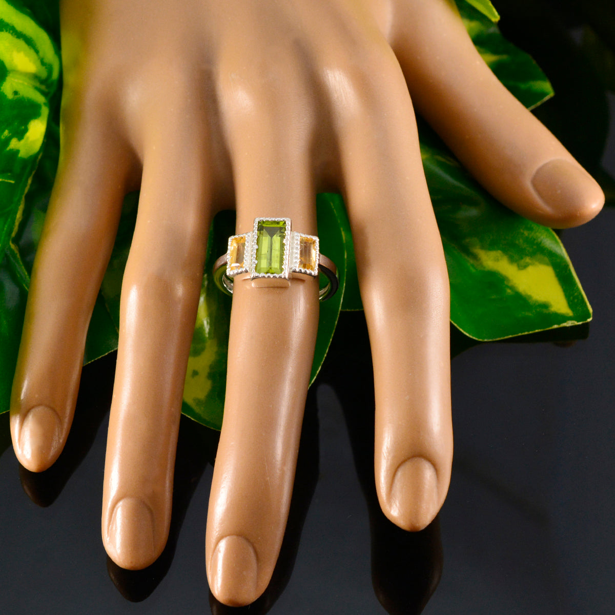 Multi Stone Trilogy Russian 925 Sterling Silver multicolor Gemstone Featherlight Contemporary Ring Jewelry