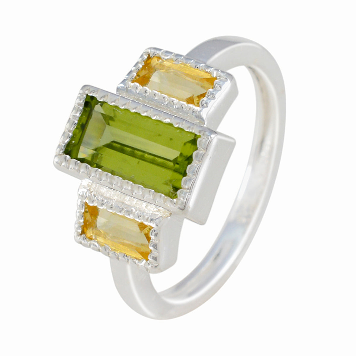 Multi Stone Trilogy Russian 925 Sterling Silver multicolor Gemstone Featherlight Contemporary Ring Jewelry Secondary image