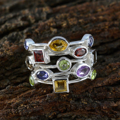 Multi Stone multiple Moroccan 925 Sterling Silver multicolor Gemstone Eye catching Cocktail Ring Jewelry