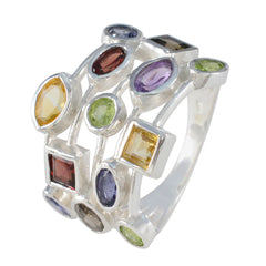 Multi Stone multiple Moroccan 925 Sterling Silver multicolor Gemstone Eye catching Cocktail Ring Jewelry