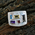 Multi Stone penta Egyptian 925 Sterling Silver multicolor Gemstone Versatile Cocktail Ring Jewellery
