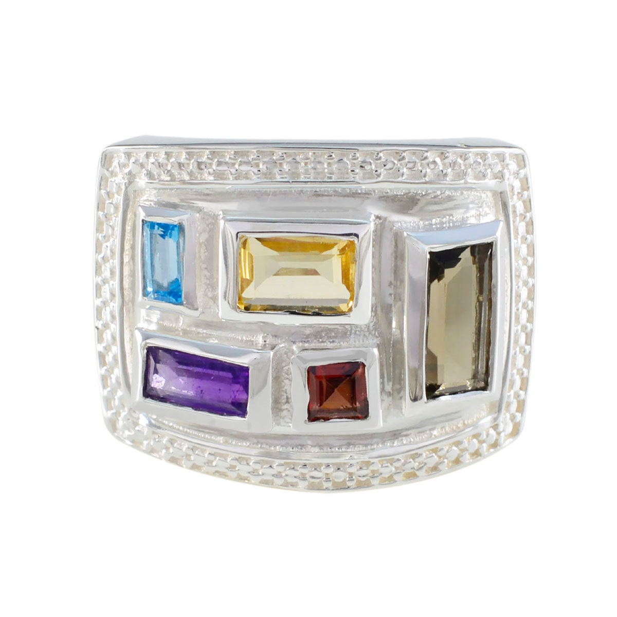 Multi Stone penta Egyptian 925 Sterling Silver multicolor Gemstone Versatile Cocktail Ring Jewellery メイン画像