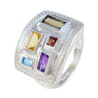 Multi Stone penta Egyptian 925 Sterling Silver multicolor Gemstone Versatile Cocktail Ring Jewellery