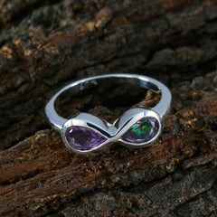 Multi Stone Toi et Moi Korean 92.5 Silver multicolor Gemstones Dainty Abstract Ring Jewellery
