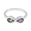 Multi Stone Toi et Moi Korean 92.5 Silver multicolor Gemstones Dainty Abstract Ring Jewellery