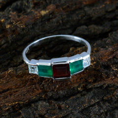 Multi Stone Penta Turkish 925 Sterling Silver multicolor Gemstone Delicate Feminine Ring Jewellery