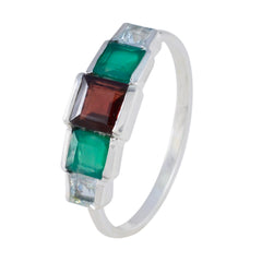 Multi Stone Penta Turkish 925 Sterling Silver multicolor Gemstone Delicate Feminine Ring Jewellery