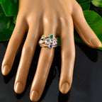 Multi Stone Hepta Egyptian 92.5 Silver multicolor Gems Featherlight Cocktail Ring Jewellery