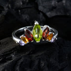 Multi Stone Hepta American Sterling Silver multicolor Gemstones Dainty crown Ring Jewelry