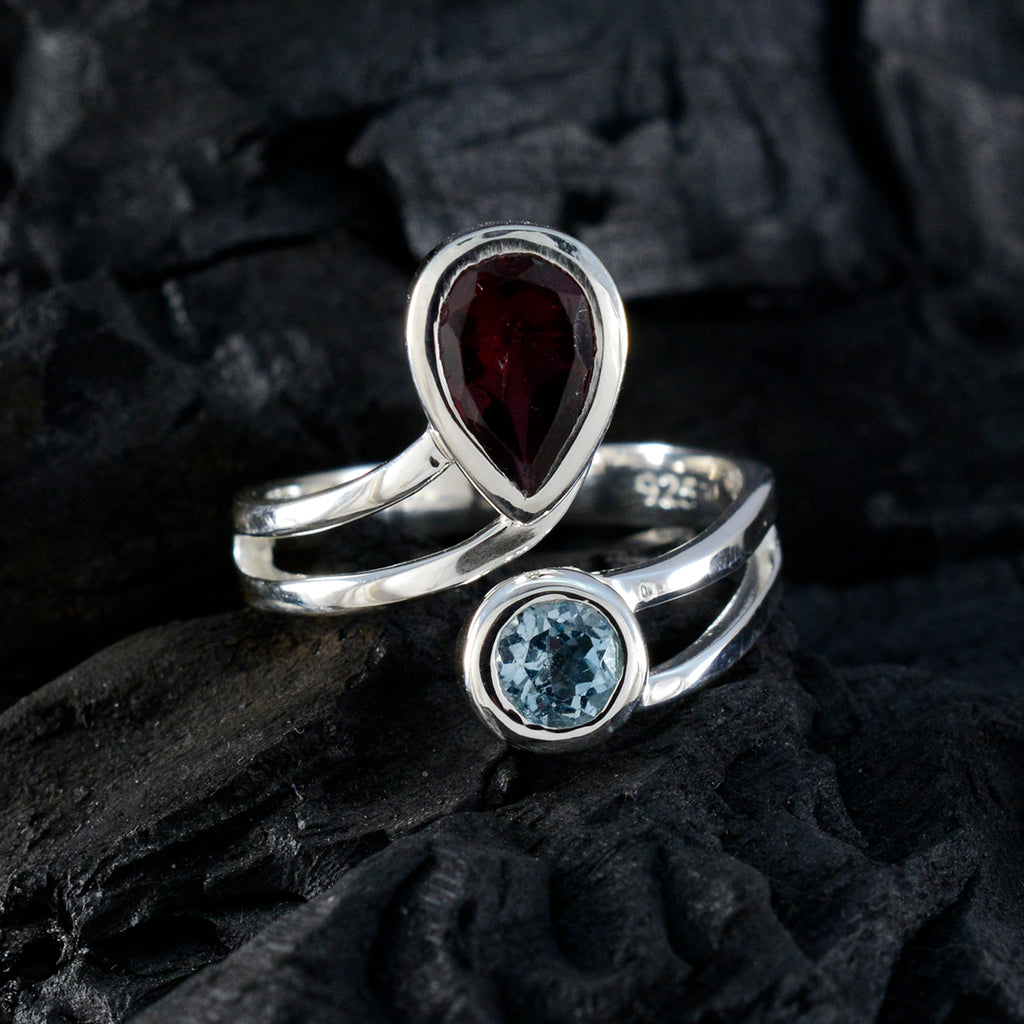 Multi Stone Toi et Moi French 92.5 Silver multicolor Gemstones Tiny Abstract Ring Jewellery