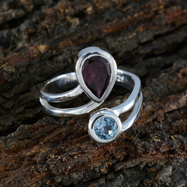 Multi Stone Toi et Moi French 92.5 Silver multicolor Gemstones Tiny Abstract Ring Jewellery