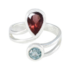 Multi Stone Toi et Moi French 92.5 Silver multicolor Gemstones Tiny Abstract Ring Jewellery