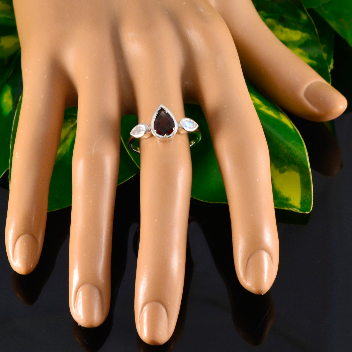 Multi Stone Trilogy Korean 92.5 Silver multicolor Gemstones Dainty Romantic Ring Jewelry