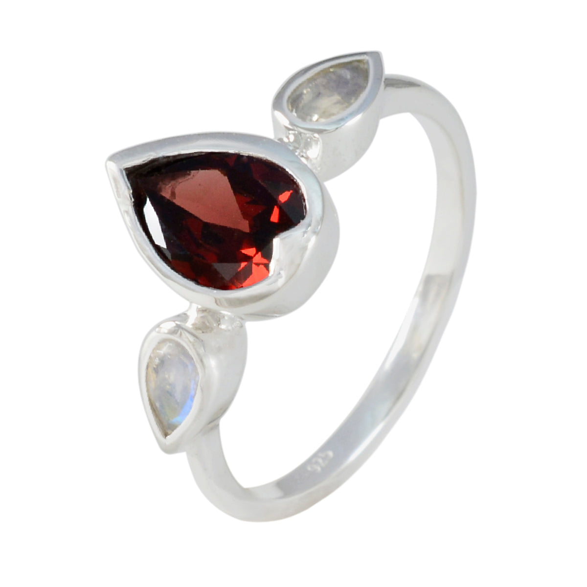 Multi Stone Trilogy Korean 92.5 Silver multicolor Gemstones Dainty Romantic Ring Jewelry