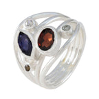 Multi Stone Penta German 92.5 Silver multicolor Gems Eye catching Contemporary Ring Jewelry