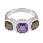 Multi Stone Trilogy Egyptian Sterling Silver multicolor Gems Slim Glamorous Ring Jewellery