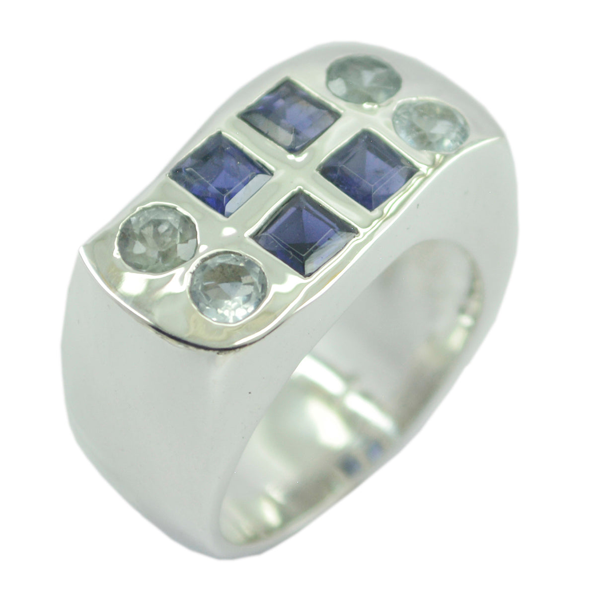 Multi Stone Octa Spanisch 925 Silber Multicolor Gems Chunky Cocktail Ring Schmuck Hauptbild