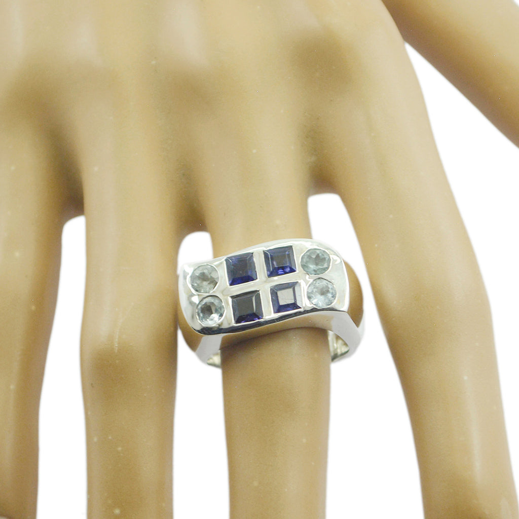 Multi Stone octa Spanish 925 Silver multicolor Gems Chunky Cocktail Ring Jewelry