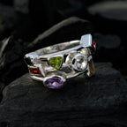 Multi Stone multiple Indian 925 Sterling Silver multicolor Gems Versatile Cocktail Ring Jewellery