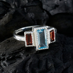 Multi Stone Trilogy Egyptian Sterling Silver multicolor Gems Featherlight Trendy Ring Jewelry