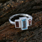 Multi Stone Trilogy Egyptian Sterling Silver multicolor Gems Featherlight Trendy Ring Jewelry