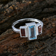 Multi Stone Trilogy Egyptian Sterling Silver multicolor Gems Featherlight Trendy Ring Jewelry