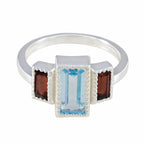 Multi Stone Trilogy Egyptian Sterling Silver multicolor Gems Featherlight Trendy Ring Jewelry
