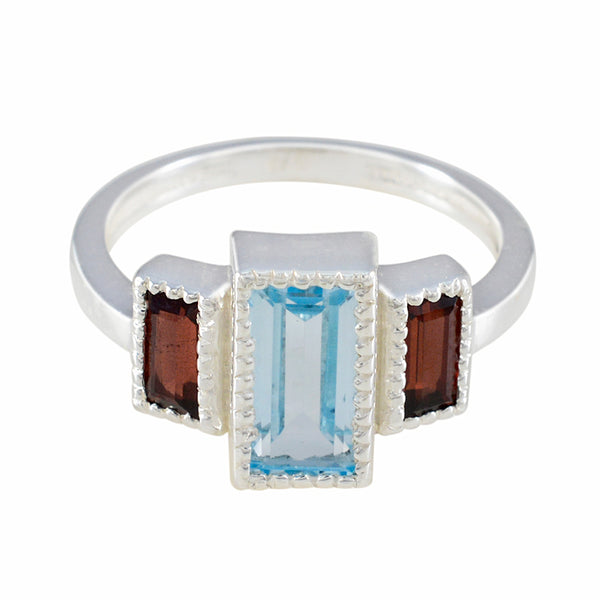 Multi Stone Trilogy Egyptian Sterling Silver multicolor Gems Featherlight Trendy Ring Jewelry