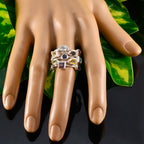 Multi Stone multiple French Sterling Silver multicolor Gems Eye catching Cocktail Ring Jewelry