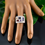 Multi Stone penta German Sterling Silver multicolor Gems Versatile Cocktail Ring Jewellery