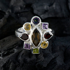 Multi Stone navratna Moroccan Silver multicolor Gemstones Eye catching Cocktail Ring Jewelry