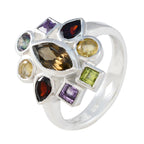 Multi Stone navratna Moroccan Silver multicolor Gemstones Eye catching Cocktail Ring Jewelry