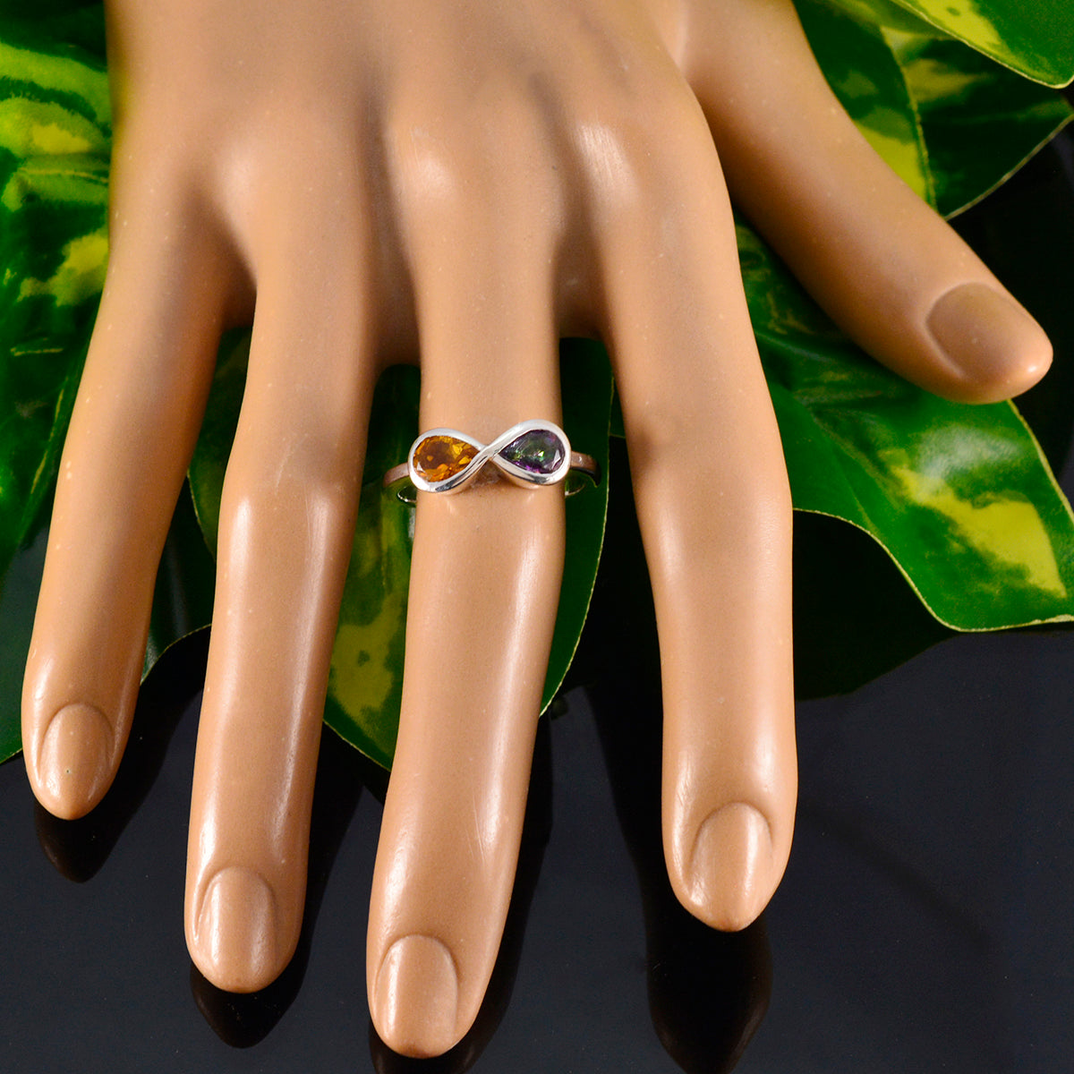 Multi Stone Toi et Moi Turkish Silver multicolor Gemstone Dainty Artisan Ring Jewellery