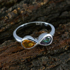 Multi Stone Toi et Moi Turkish Silver multicolor Gemstone Dainty Artisan Ring Jewellery