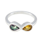 Multi Stone Toi et Moi Turkish Silver multicolor Gemstone Dainty Artisan Ring Jewellery
