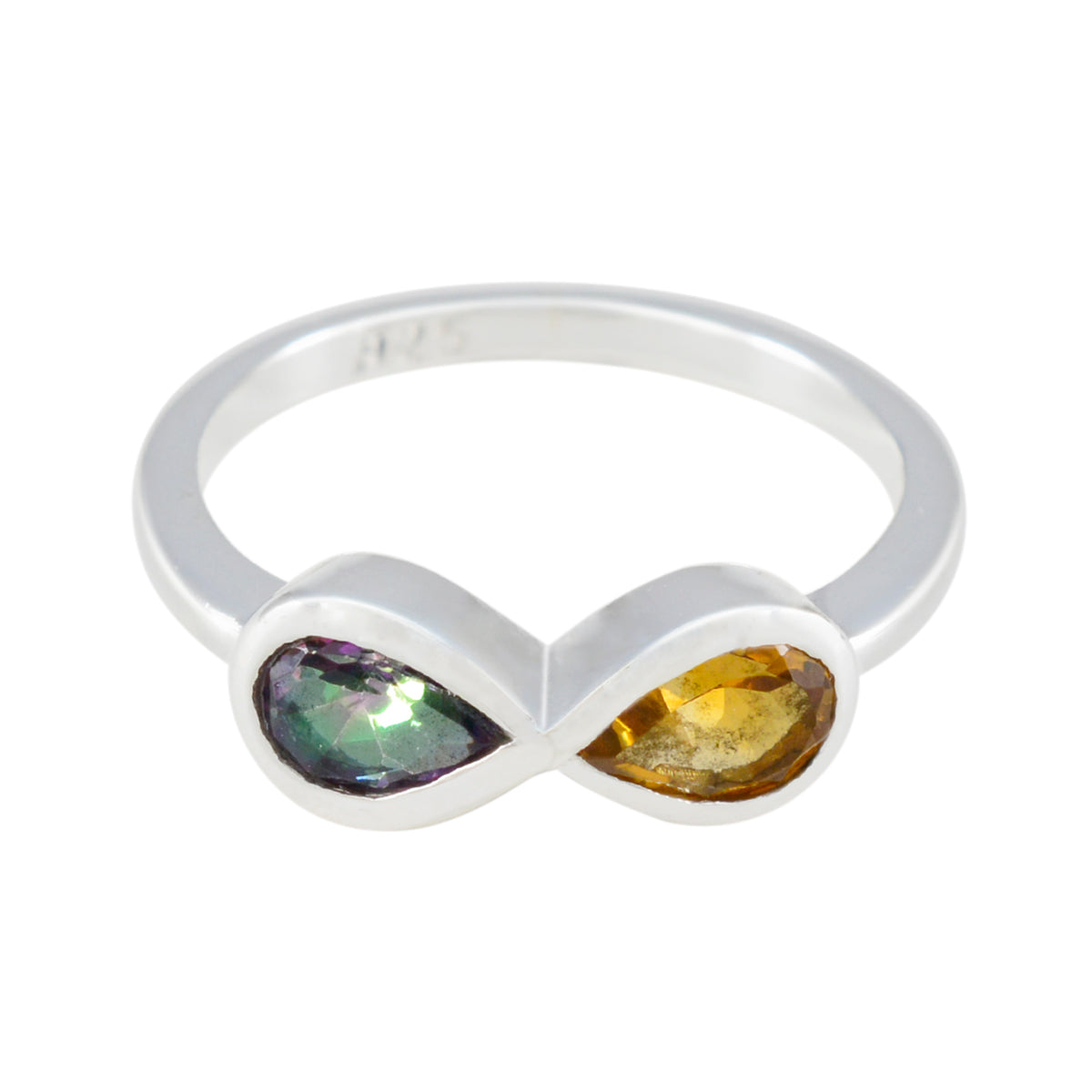 Multi Stone Toi et Moi Turkish Silver multicolor Gemstone Dainty Artisan Ring Jewellery