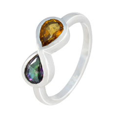 Multi Stone Toi et Moi Turkish Silver multicolor Gemstone Dainty Artisan Ring Jewellery